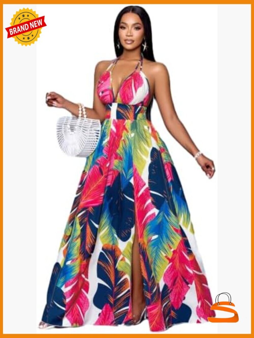 Boho Halter Backless Maxi Dress Sleeveless Flowy Summer Party